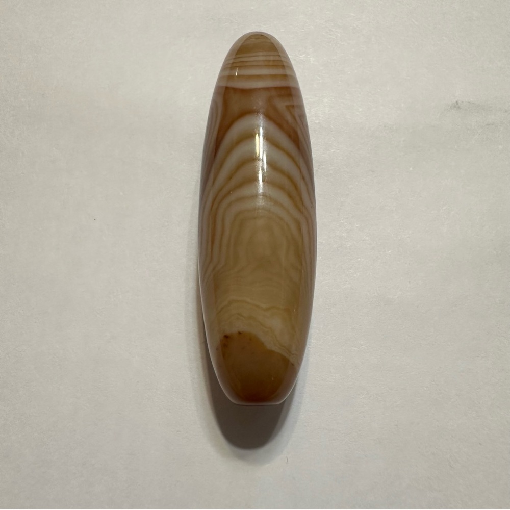 Agate barrel bead 2” long drilled through